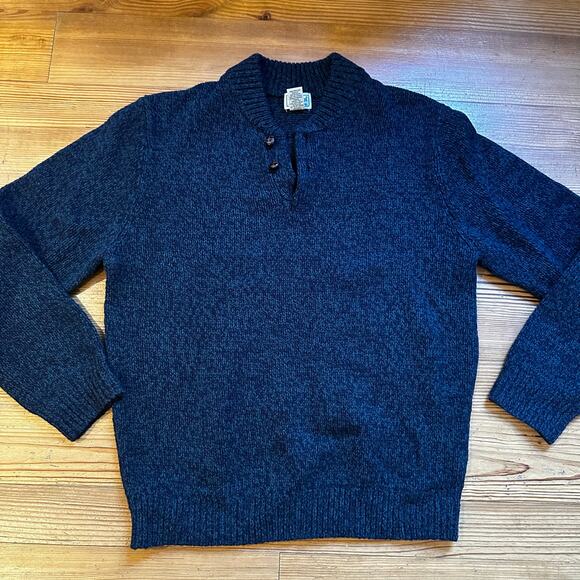 L.L.Bean blue green lambs wool, pullover crew sweater SIZE L - Picture 1 of 4